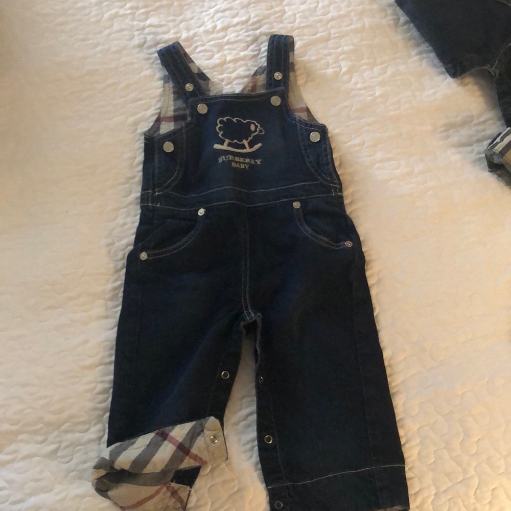 Baby Burberry overalls jumpsuit, onesie. Dark jean color.